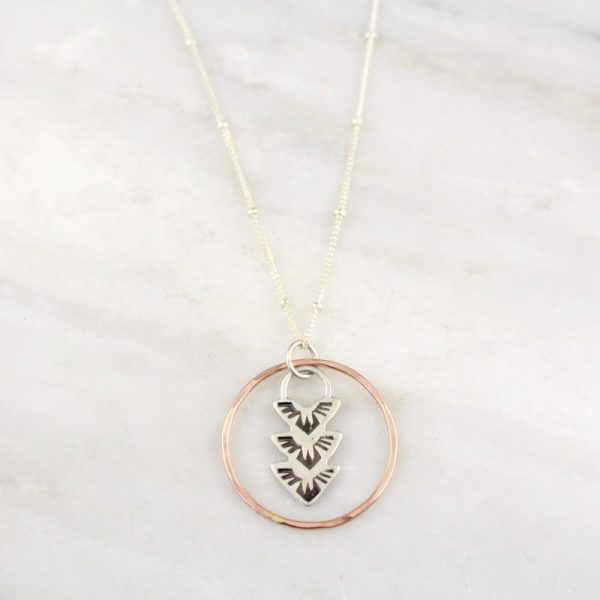 Thunderbird Trio Rose Gold Circle Necklace by sarah deangelo