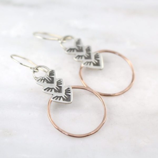 Thunderbird Trio Rose Gold Circle Earrings Sarah Deangelo