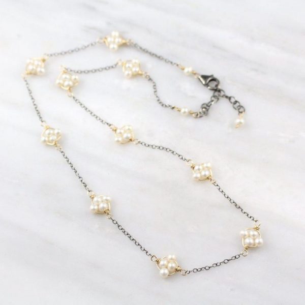 Pearl Satellite Mixed Metal Necklace - Image 5