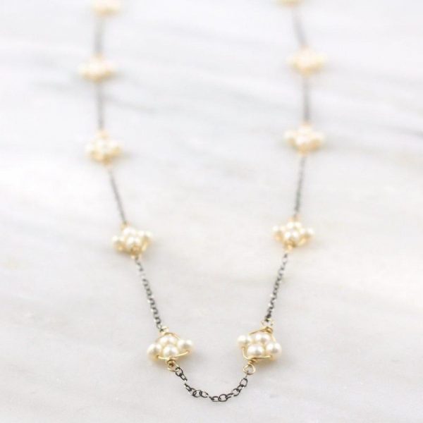 Pearl Satellite Mixed Metal Necklace - Image 2