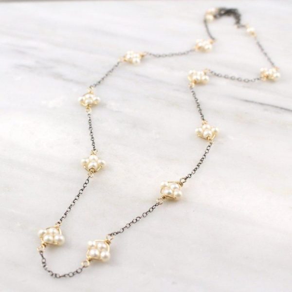 Pearl Satellite Mixed Metal Necklace - Image 3