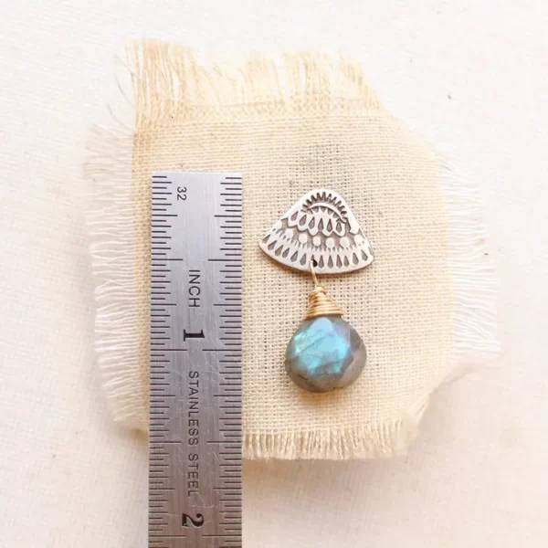 Asmi Triangle Mixed Metal Labradorite Earrings - Image 8