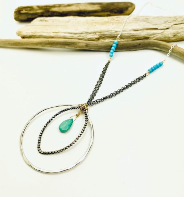 Sterling Silver Necklace with Turquoise Pendant Laura J Designs