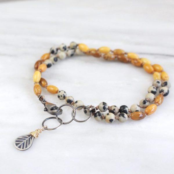 Kusini Knotted Dalmatian Jasper and Ivory Jade Bracelet - Image 2