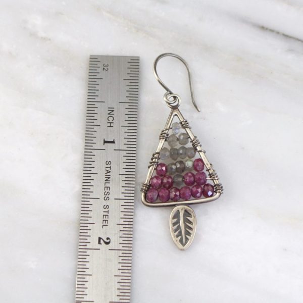 Leaf Ruby and Labradorite Mosaic Earrings - Image 2