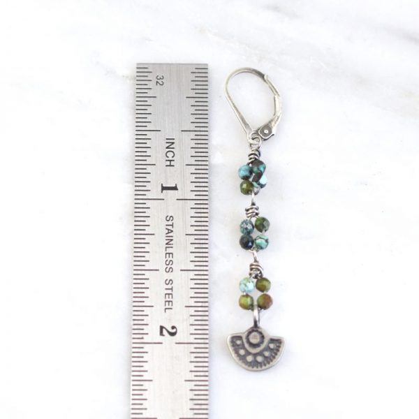 Wanderer Mini Pendant African Turquoise Long Earrings - Image 2