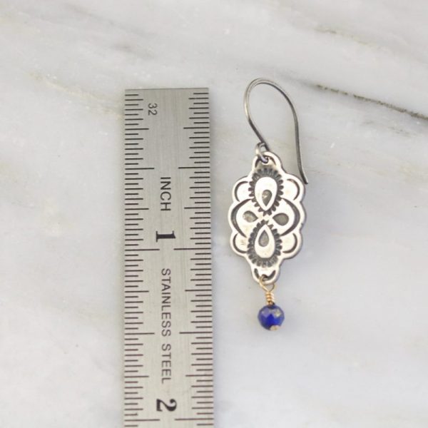 Peacock Mandala Lapis Dangle Earrings - Image 2