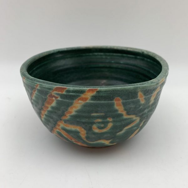 Green Patterned Porcelain Bowl by Margo Brown - 1918 - Image 3