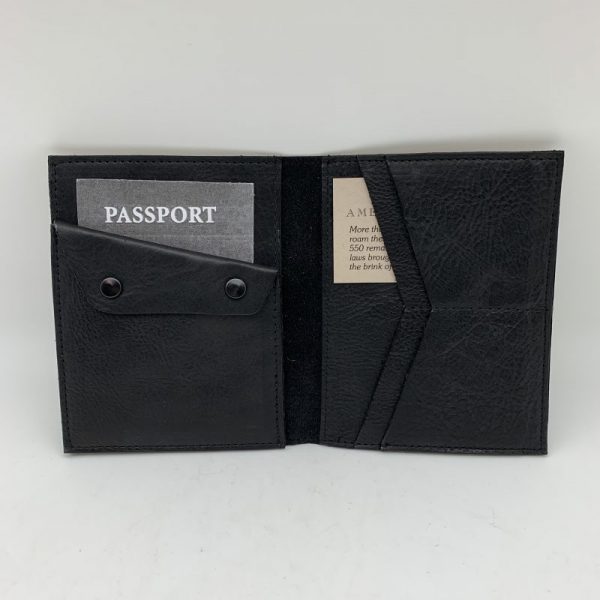Buffalo Leather Passport Wallet - Black - Image 2