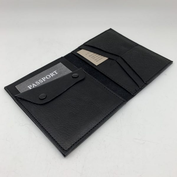 Buffalo Leather Passport Wallet - Black - Image 3