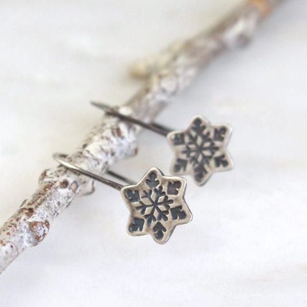 Snowflake Lobe Hugger Earrings - Image 2