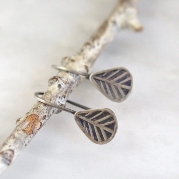 Tribal Leaf Lobe Hugger Earrings - Image 2