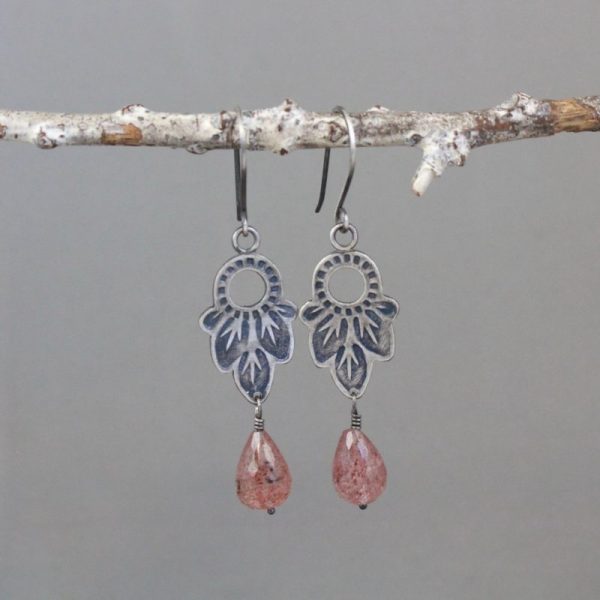 Hishi Strawberry Quartz Earrings - Image 4