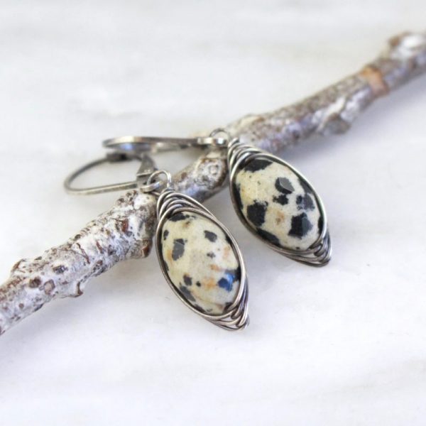 Wrapped Dalmatian Jasper Earrings - Image 2
