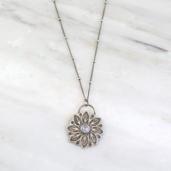 Large Moonstone Flower Necklace Sarah Deangelo