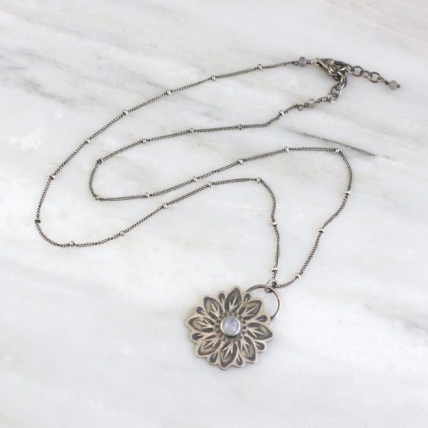 Large Moonstone Flower Necklace - Image 4