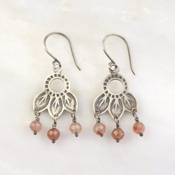 Hishi Strawberry Quartz Dangle Earrings by Sarah Deangelo