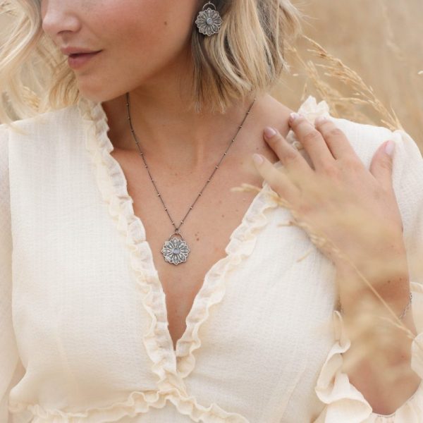 Large Moonstone Flower Necklace - Image 2
