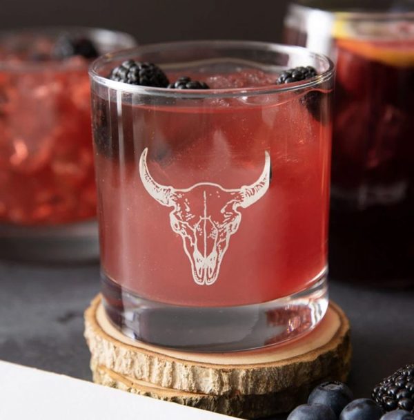 Buffalo Skull Rocks Glass by Counter Couture