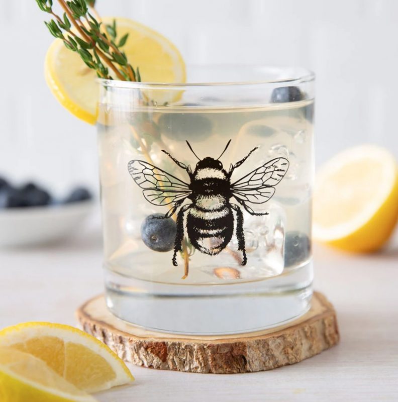 Bumble Bee Rocks Glass by Counter Couture