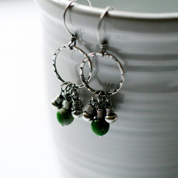 Textured Sterling Silver Beaded Circle Earrings - California by Andewyn Moon - Image 2