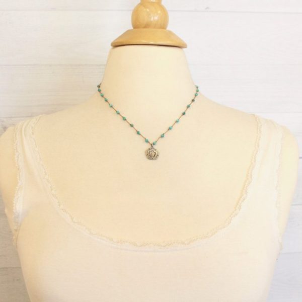 Cactus Flower Turquoise Knotted Necklace - Image 4
