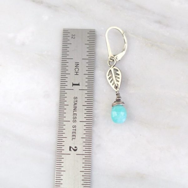 Leaf Charm Amazonite Earrings - Image 4