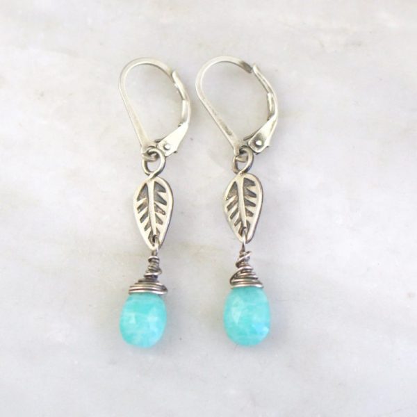 Leaf Charm Amazonite Earrings Sarah Deangelo
