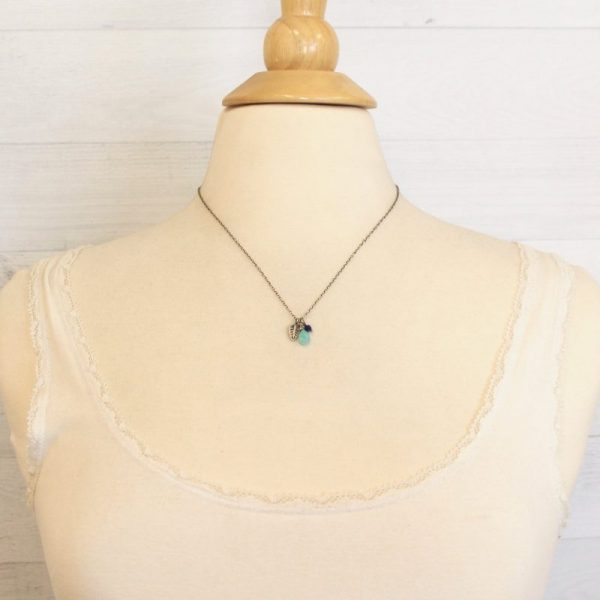 Leaf Charm Amazonite & Lapis Necklace - Image 4