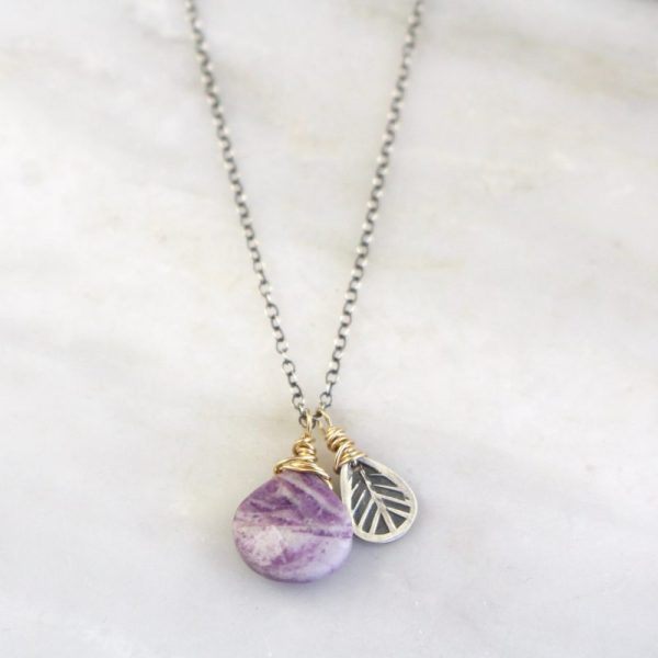 Tribal Leaf Purple Lace Agate Necklace Sarah Deangelo