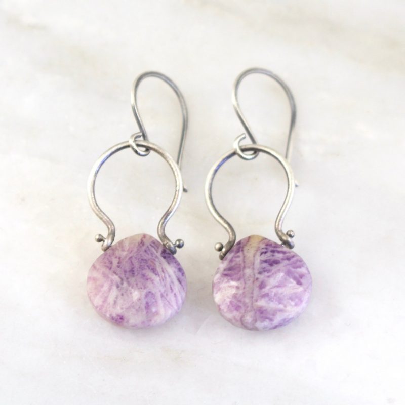 Purple Lace Agate Pinned Earrings Sarah Deangelo
