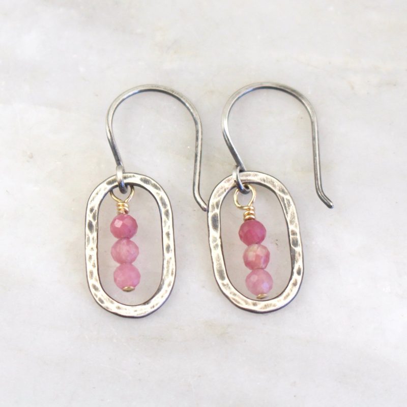 Stacked Pink Tourmaline Mini Hoop Earrings Sarah Deangelo