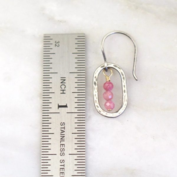 Stacked Pink Tourmaline Mini Hoop Earrings - Image 4