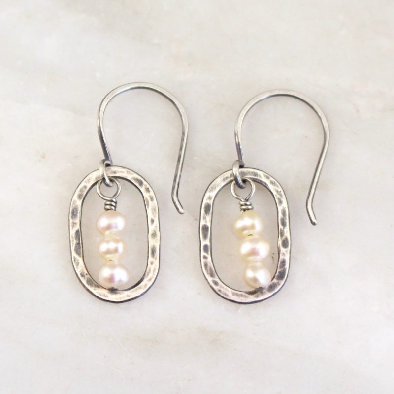Stacked Pearls Mini Hoop Earrings Sarah Deangelo