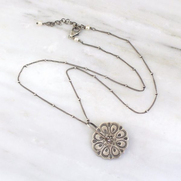 Peacock Mandala Wheel & Chain Necklace - Image 3