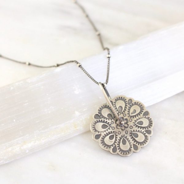 Peacock Mandala Wheel & Chain Necklace - Image 2
