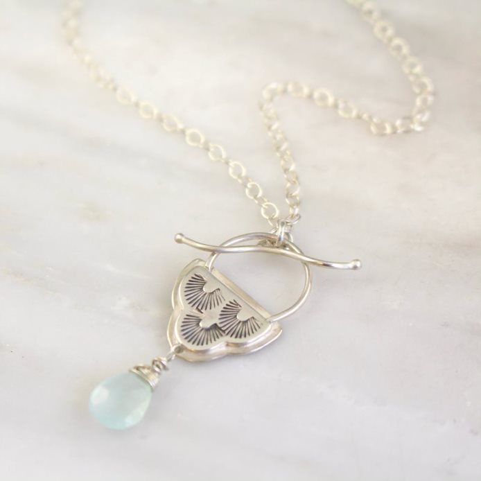 After the Rain Blue Chalcedony Toggle Necklace Sarah Deangelo