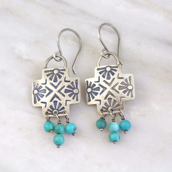 Sun Cross Turquoise Earrings Sarah Deangelo
