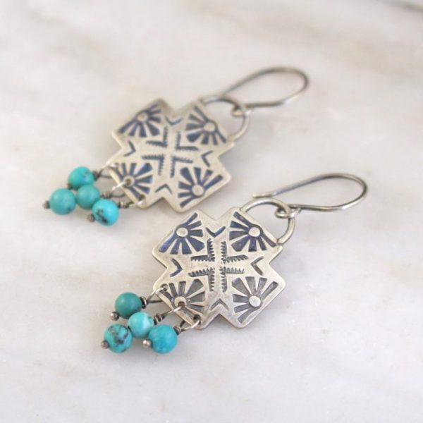 Sun Cross Turquoise Earrings - Image 2