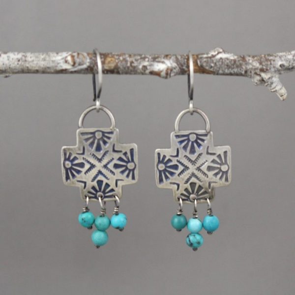 Sun Cross Turquoise Earrings - Image 3