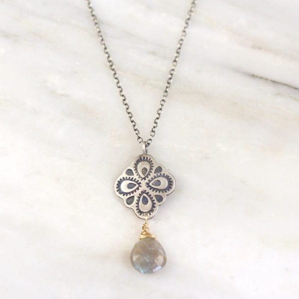 Peacock Mandala Labradorite Drop Necklace Sarah Deangelo