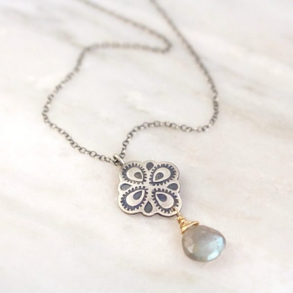 Peacock Mandala Labradorite Drop Necklace - Image 2