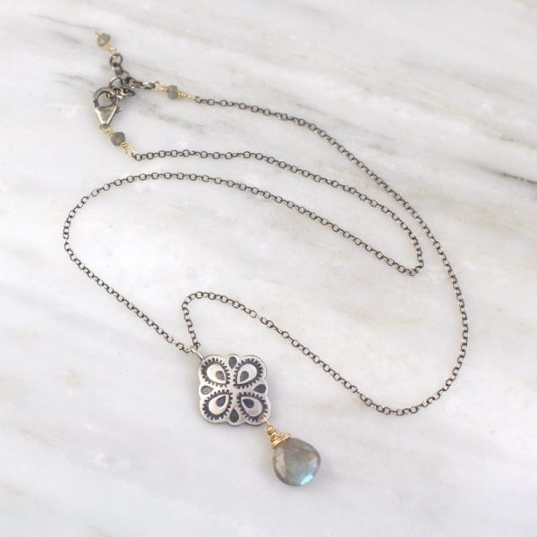 Peacock Mandala Labradorite Drop Necklace - Image 3