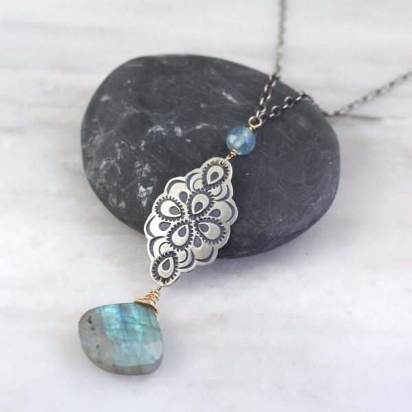 Peacock Mandala Statement Necklace - Image 2