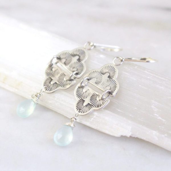 After the Rain Swing Blue Chalcedony Earrings Sarah Deangelo