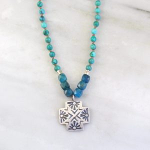 Sun Cross Knotted Stone Necklace Sarah Deangelo