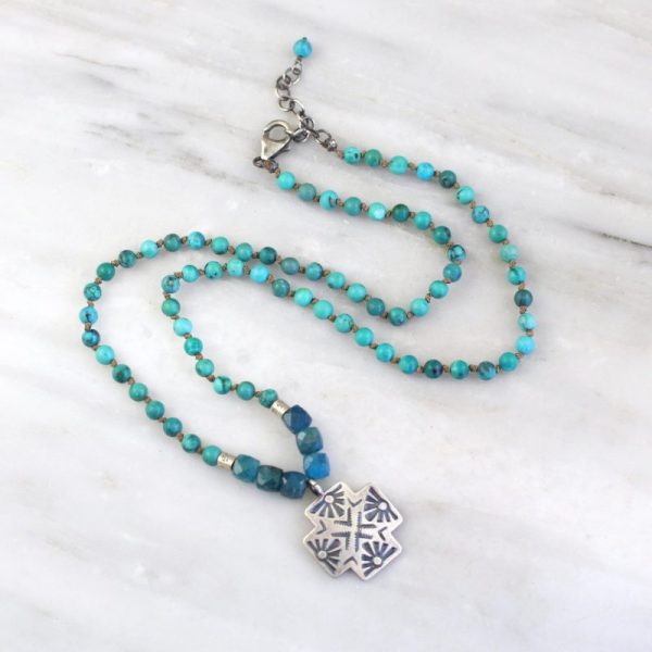 Sun Cross Knotted Stone Necklace - Image 2