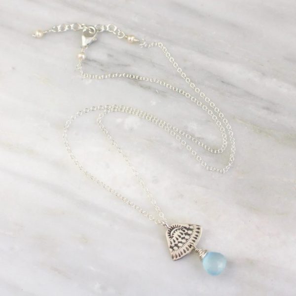 Asmi Triangle Blue Chalcedony Necklace - Image 3