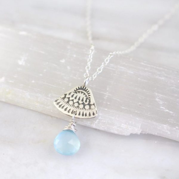 Asmi Triangle Blue Chalcedony Necklace - Image 2