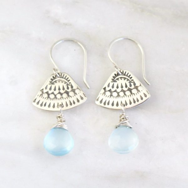 Asmi Triangle Blue Chalcedony Earrings Sarah Deangelo